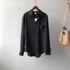 Camisa francesa elegante para mujer, primavera y otoño 2025, nuevo estilo coreano, elegante, de color puro, sencilla, elegante, de manga larga con solapa.