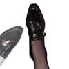 Mocasines Retro Cuadrados con Correa para Mujer, Estilo Otoño 2026, Versátiles de Commuter Británico, Zapatos de Piel Negros con Tacón Grueso que Aumentan la Altura