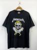Camiseta de manga corta estilo retro europeo y americano de la banda de metal Metallica de los años 80 con calavera de rock.