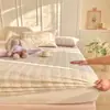 Sábana Bajera Ajustable de Algodón Puro Estilo Minimalista, Cubrelecho 100% Algodón Puro, Sábana para Todas las Estaciones, Protector de Colchón para Cama de 1.8m