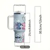 Stanley termo de 40 oz con asa para coche, taza de viaje con pajilla, vaso frío de hielo para coche, taza de agua de personaje kt cat