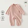 Roupas de Bebê para Primavera e Outono, Macacão Elástico, Macacão de Bebê, Pijama de Manga Longa com Ar Condicionado, Macacão de Algodão Puro Macio com Fleece para Engatinhar Classe A