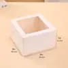 Caja de Cartón Blanco con Ventana para Pastel de Comercio Exterior Transfronterizo Cuadrada Caja para Hornear Cumpleaños Repostería Caja para Dulces Galletas Postre