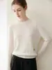 Novo suéter feminino de cashmere para outono e inverno, puro caxemira de cabra, gola redonda, blusa de tricô trançado