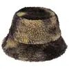 Sombrero de Pescador Tie-dye Nuevo Estilo Ins Europeo y Americano Moda Otoño e Invierno Espeso Cálido Lindo Lana de Cordero Viajero Resistente al Viento Sombrero Cubeta para Mujer