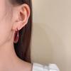 Brincos Ankora Círculo Vermelho Femininos Círculo Grande Retro Estilo Hong Kong Simples Elegantes Brincos de Tarraxa High-end