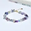 Pulsera de Piedra Triturada de Amatista Natural Más Vendida Transfronteriza para Mujer, Turmalina, Cristal de Fresa, Cristal Rosa, Aguamarina, Pulsera de Fluorita