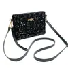 Bolsa de Ombro Pu com Lantejoulas Estilo Novo Primavera 2026 Estilo Casual Quadrada Horizontal Tamanho Médio Zíper Bolsa para Celular Bolsa Transversal Bolsa Feminina