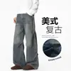 NASA SOBRE Jeans estilo americano de rua, nova coleção de outono masculina, calças de trabalho wide leg fluidas, calças compridas casuais versáteis