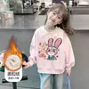 Sudadera de Felpa para Niñas Invierno Niños Espesa Integrada Sudadera de Felpa Niña Conejo de Dibujos Animados Cuello Moda Top de Algodón