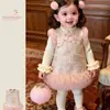 Lindo Vestido Chaleco Estilo Chino para Bebé Niña Vestido de Princesa Año Nuevo 2026 Nuevo Invierno Niña Pequeña de un Año Ropa de Año Nuevo para Bebé