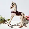 Caballo Mecedora de Madera Retro Europeo Viejo Colorido Pequeño Caballo de Madera Decoración de Escritorio para el Hogar Habitación de Niños Adorno Dorado Caballo