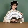 Ventiladores Dobráveis de Seda de 10 polegadas Estilo Antigo Cultural e Criativo, Designs de Ventiladores da Moda para Celebridades da Internet, Ventiladores Dupla Face com Estrutura Preta para Venda por Atacado, Venda por Atacado de Fábrica