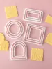 Molde para Galletas Cuadrado Redondo con Forma de Ola, Juego de Cortadores de Fondant con Marco Rectangular Arqueado para Bendiciones, Herramientas para Hornear