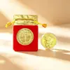 Moneda de la Suerte del Año de la Oveja 2027, Moneda Conmemorativa Réplica de Lámina de Oro, Moneda Delgada, Moneda que Atrae la Riqueza, Regalo de Bolsa de Tela Roja de la Suerte