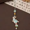 Llavero Lindo Conejo Corredor Brocado de Canción, Conejo de Jade Suave y Adorable, Colgante Estilo Chino, Llavero Atmósfera Hanfu, Directo del Fabricante