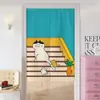 Cortina de Puerta de Dibujos Animados para Uso Doméstico, Cortina Divisoria de Dormitorio, Cortina Divisoria de Cocina y Baño, Cortina de Tela sin Taladro, Media Cortina