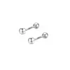 Pendientes S999 de Plata Pura, Sencillos y Elegantes, Estilo Nicho con Cuentas Redondas, Cierre de Rosca, Amigables con el Oído, Adecuados para Dormir Sin Quitar