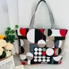 Bolso de Lona Nuevo Estampado, Gran Capacidad, Bolso Tote Estilo Coreano, Bolso de Tela Floral Artística para Estudiantes, Bolso de Hombro para Mujer