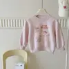 Sudadera para niña 2026 nueva primavera y otoño estilo coreano gato dulce decoración 3D caricatura niña versátil top de moda
