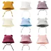 Sombrero de Cuenca de Gasa de Color Puro para Bebé de Verano Estilo Nuevo Europeo y Americano Orejas de Conejo Sombrero de Pescador Sombrero de Sol para Niños