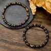 Pulsera Combinada de Piedra Volcánica Elástica de Nuevo Producto Transfronteriza Moda Retro Astilla de Madera Cáscara de Coco Pulseras Apilables para Hombres y Pulseras para Mujeres