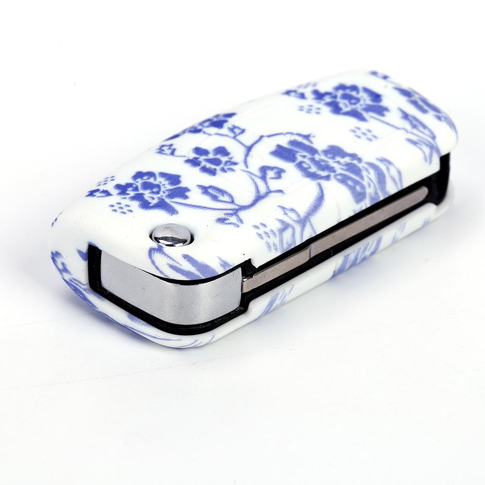 福特经典福克斯折叠3键无标水转印青花瓷