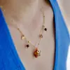 Diseño Francés de Nicho Estrella de Cinco Puntas Piedra Ojo de Tigre Amazonita Colgante con Borla de Estrella Collar de Acero de Titanio Color que Conserva el Color