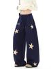 Nueva Toalla de Invierno de Amazon Bordada Estrella Retro Americana Bordada Pantalones de Chándal Casuales para Hombres y Mujeres Pantalones Rectos de Pierna Ancha