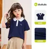 Camiseta Feminina Dudu, Camisa Polo Estilo Preppy, Roupa de Verão Infantil Manga Curta para Bebê, Top Fofo de Verão Infantil, Roupa Infantil Classe A