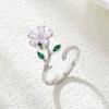 Anillo Giratorio de Flor de Cerezo Moda Versátil Sentido de Alta Gama Anillo para Dedo de Dieta Ajustable Nuevo Estilo Lujo Ligero Exquisito Anillo para Dedo