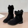 Piel suave~Botines cortos plisados estilo western para mujer, estilo vintage otoño e invierno 2026, botas de moda de altura media hasta la pantorrilla para mujeres petite