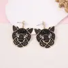 Pendientes de Pantera Negra con Imitación de Perla, Moda Creativa Transfronteriza, Completamente Incrustados con Diamantes, Pendientes de Diseño de Lujo Ligero de Nicho Exquisito
