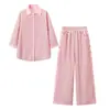 AliExpress Venta Caliente Transfronteriza Primavera 2026 Nuevo Conjunto Casual Elegante de Mujer con Estampado de Rayas
