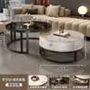 Mesa de té redonda de pizarra estilo italiano de alta gama para uso doméstico en salas de estar pequeñas, juego de mesas moderno minimalista de lujo ligero