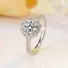 Anel Galáxia Diamante Imitation Silver Imitation Moissanite para Mulheres Banhado a Platina Proposta Casamento Anel Diamante Princesa Atacado