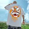 Camiseta de Manga Corta Estampada de Poliéster T24 M-8XL Moda Europea y Americana para Hombre Gordo de Talla Grande Holgada Camiseta de Oso