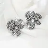 Moda Transfronteiriça Europeia e Americana Brincos de Flor Exquisitos e Deslumbrantes Novos com Design Criativo e Brincos de Florais com Strass