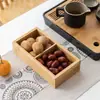 Caixa de Armazenamento de Lanches de Frutas Secas Jiugongge Sem Tinta Sem Cera Saudável Dividido Xadrez Prato Quente Prato Prato Fruteira de Bambu