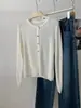 Elegante Cárdigan de Punto Acanalado Redondo Adelgazante para Mujer, Versión Coreana Otoño 2026, Suéter Abrigo Delgado Suave y Luminoso