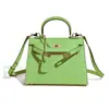 Mini Bolsa Kelly em Amarelo Frango Couro Genuíno para Mulheres, Bolsa Versátil com um Novo Toque de Luxo, Bolsa de Mão, Ombro e Transversal, Atacado do Fabricante