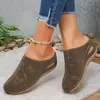 Chinelos de Plataforma Grossa de Tamanho Grande para Travessia de Fronteira para Mulheres 2026 Novo Estilo Primavera e Verão Slip-On Bico Fechado Meio Chinelo Casual Atacado