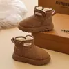 Botas de Neve Infantis Pato Amarelo Meninos Inverno Novo Estilo Veludo Espessado Sapatos de Inverno Impermeável Antiderrapante Meninas Neve Sapatos de Algodão