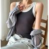 Novo Contraste Cor Rosqueado Camisole Mulheres Verão Thin Suit com ágil ágil mangas Top para desgaste exterior