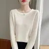 Suéteres de punto para primavera y otoño, playeras básicas al por mayor, imitación de alta calidad, estilos nuevos para ropa interior, ropa exterior, suéteres de punto de cuello redondo de manga larga para mujer