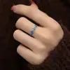 Anillo de Plata de Ley S925 con Trébol de Cuatro Hojas e Incrustación de Diamante Azul para Mujer, Estilo Bosque, Compacto, Sencillo, Moderno, Lujo Ligero, Anillo Personalizado al por Mayor