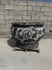 Vaso de Flores para Aquário Esculpido em Pedra Azul Natural, Porta de Aquário Estilo Antigo, Ornamento Decorativo para Aquarismo em Pátio de Villa ao Ar Livre
