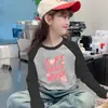 Ropa interior térmica de forro polar para niñas Otoño Invierno Estilo Nuevo Ropa interior para niños medianos y grandes Camiseta de manga larga con bloques de color cálido y elegante Parte superior de cuello redondo