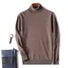 Suéter de punto de lana para hombre de otoño e invierno, cuello alto, suéter de lana casual de cuello semi-alto, suéter básico de cuello redondo para venta al por mayor
