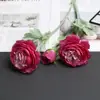 Flores Artificiais Peônia Aveludada de 3 Cabeças para Casamento Flores de Lótus Falsas Decoração de Casamento Suporte de Chão Arranjo de Flores Decoração Suave para Casa Arte Floral